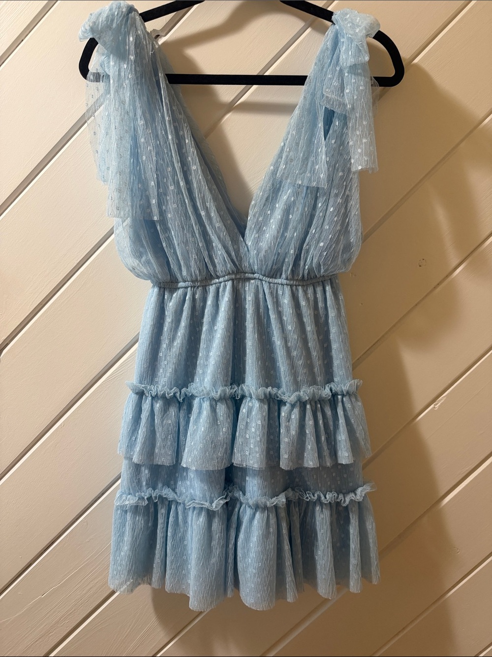 Light Blue Ruffled Mini Dress